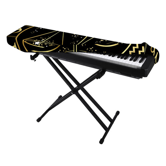 Gold And Black Libra Sign Print Piano Keyboard Cover