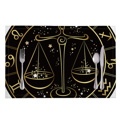Gold And Black Libra Sign Print Placemat