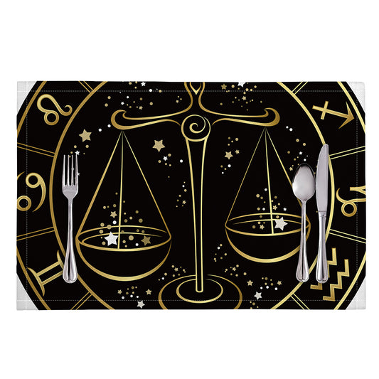 Gold And Black Libra Sign Print Placemat