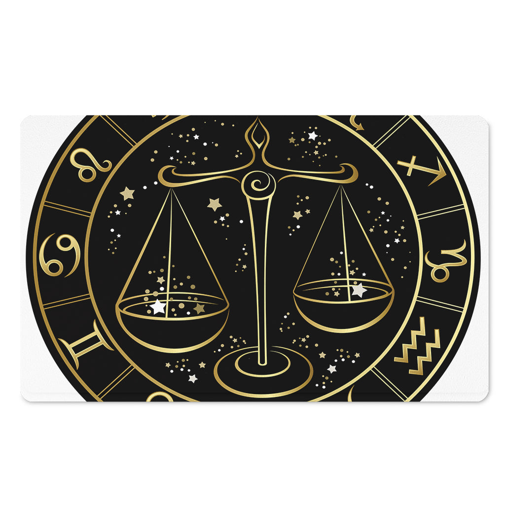 Gold And Black Libra Sign Print Polyester Doormat