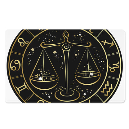 Gold And Black Libra Sign Print Polyester Doormat