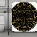 Gold And Black Libra Sign Print Polyester Shower Curtain