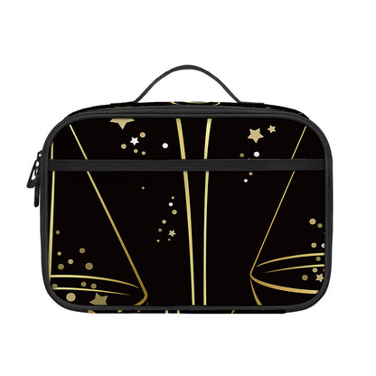 Gold And Black Libra Sign Print Portable Lunch Bag