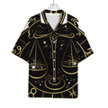 Gold And Black Libra Sign Print Rayon Hawaiian Shirt