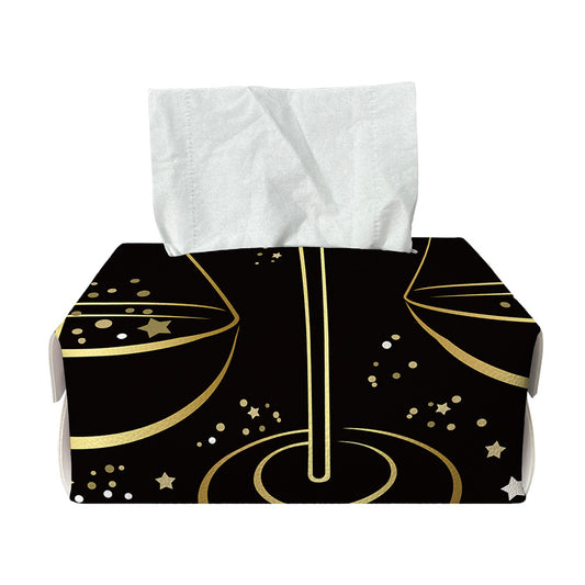 Gold And Black Libra Sign Print Rectangle Tissue Box Cover