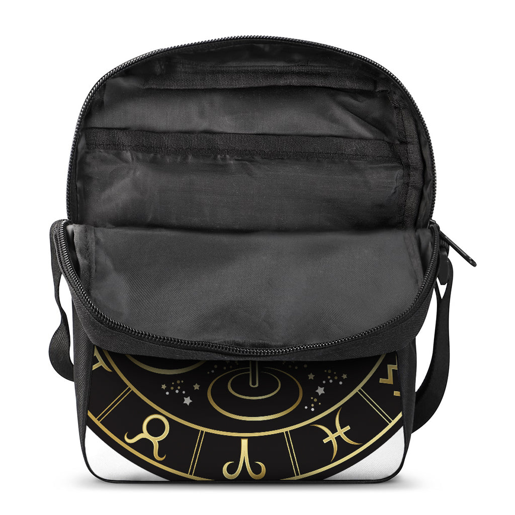 Gold And Black Libra Sign Print Rectangular Crossbody Bag