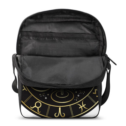 Gold And Black Libra Sign Print Rectangular Crossbody Bag