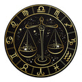 Gold And Black Libra Sign Print Round Blanket