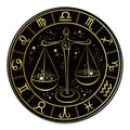 Gold And Black Libra Sign Print Round Floor Mat