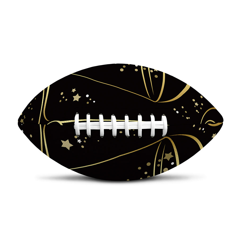 Gold And Black Libra Sign Print Rugby Ball