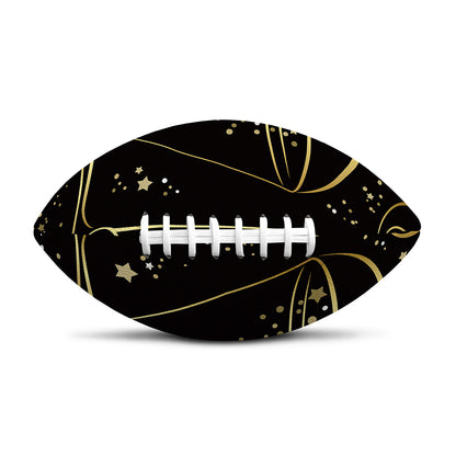 Gold And Black Libra Sign Print Rugby Ball