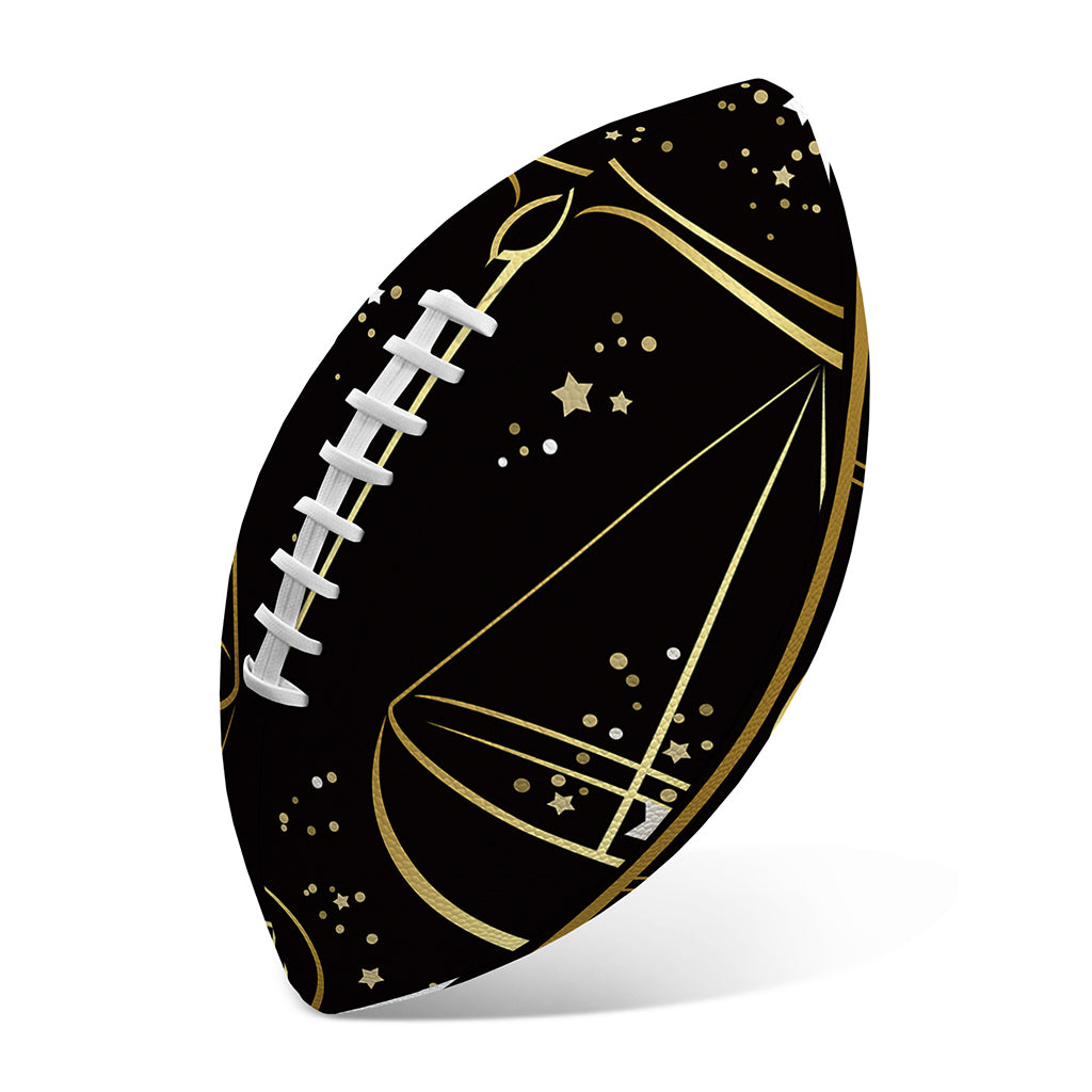 Gold And Black Libra Sign Print Rugby Ball