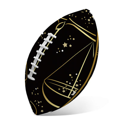 Gold And Black Libra Sign Print Rugby Ball