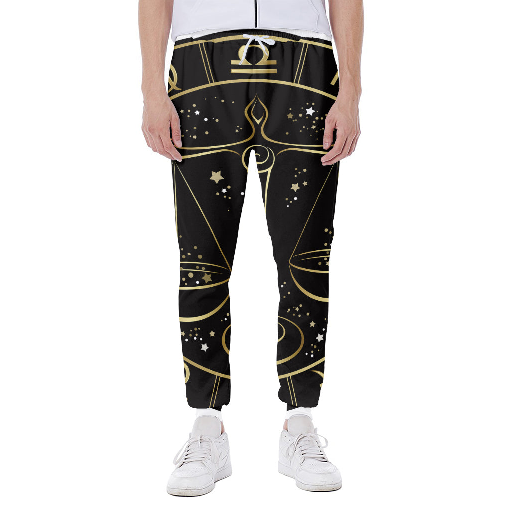 Gold And Black Libra Sign Print Scuba Joggers