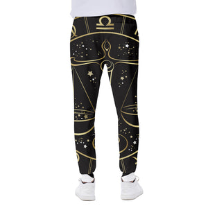 Gold And Black Libra Sign Print Scuba Joggers