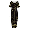 Gold And Black Libra Sign Print Short Sleeve Long Nightdress