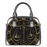 Gold And Black Libra Sign Print Shoulder Handbag
