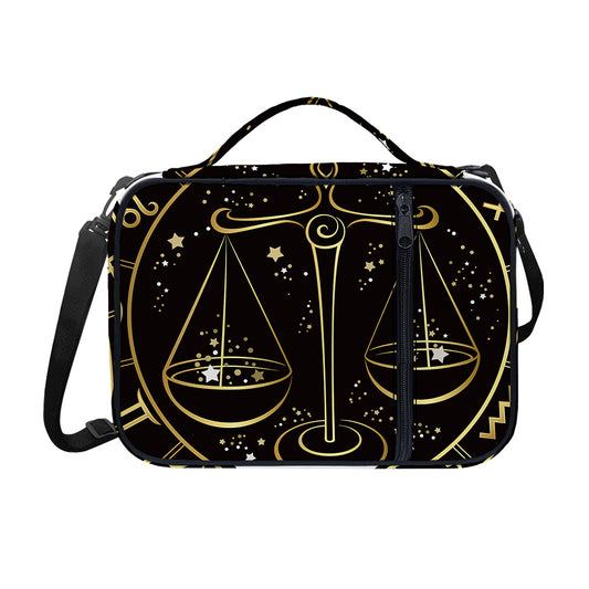 Gold And Black Libra Sign Print Shoulder Strap Bible Bag