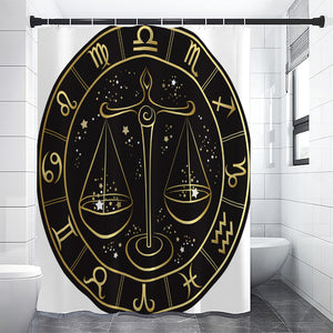 Gold And Black Libra Sign Print Shower Curtain