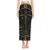 Gold And Black Libra Sign Print Side Slit Maxi Skirt