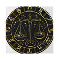 Gold And Black Libra Sign Print Silk Bandana