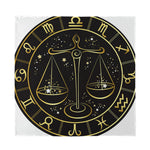 Gold And Black Libra Sign Print Silk Bandana