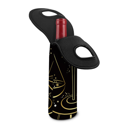 Gold And Black Libra Sign Print Single Neoprene Wine Tote