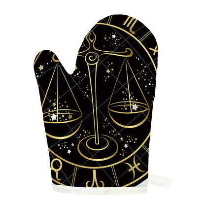 Gold And Black Libra Sign Print Single Oven Mitt