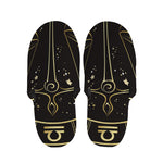 Gold And Black Libra Sign Print Slippers