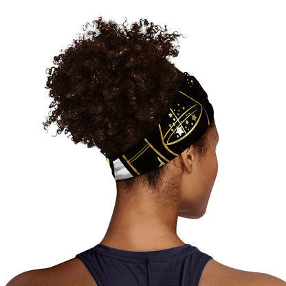 Gold And Black Libra Sign Print Sports Headband