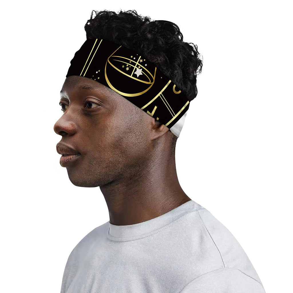 Gold And Black Libra Sign Print Sports Headband