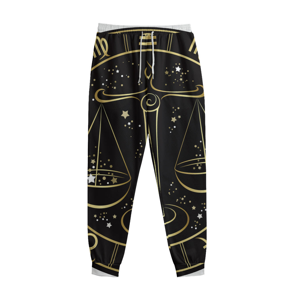 Gold And Black Libra Sign Print Sweatpants