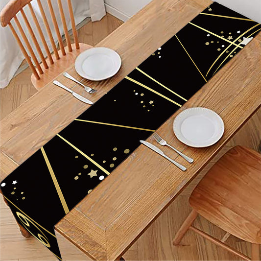 Gold And Black Libra Sign Print Table Runner