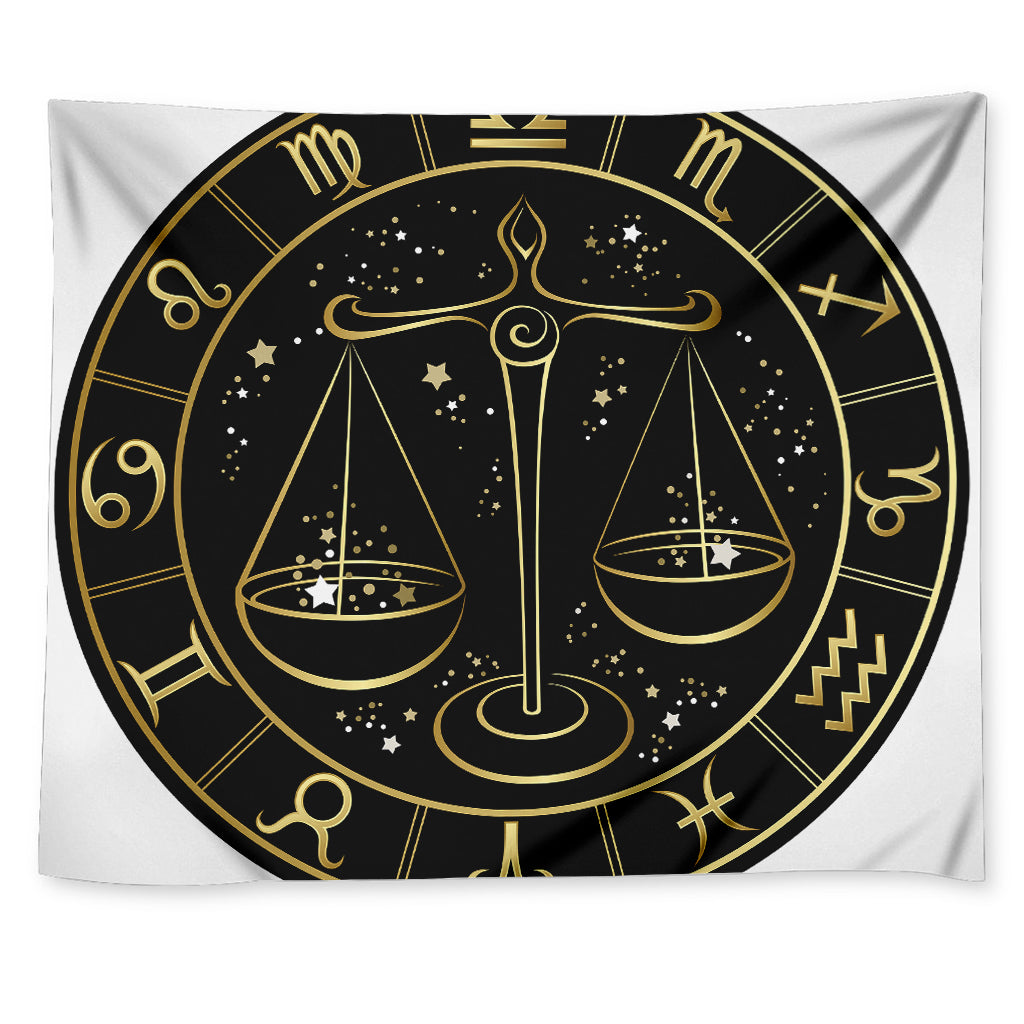 Gold And Black Libra Sign Print Tapestry