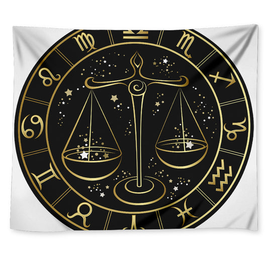 Gold And Black Libra Sign Print Tapestry