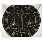 Gold And Black Libra Sign Print Tapestry