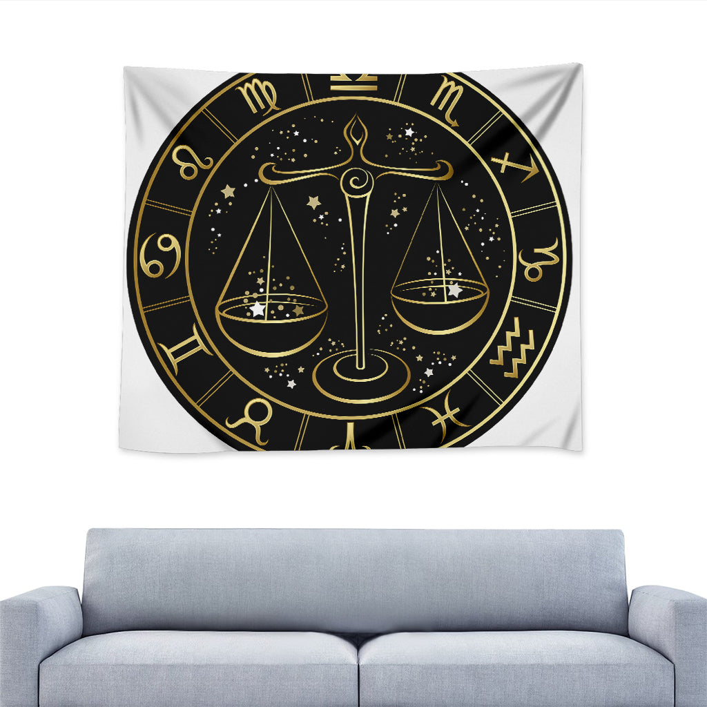 Gold And Black Libra Sign Print Tapestry
