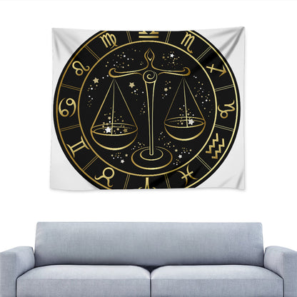 Gold And Black Libra Sign Print Tapestry