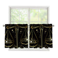 Gold And Black Libra Sign Print Tier Curtains