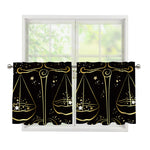 Gold And Black Libra Sign Print Tier Curtains