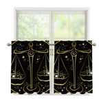 Gold And Black Libra Sign Print Tier Curtains