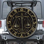 Gold And Black Libra Sign Print Tire Cover