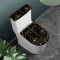 Gold And Black Libra Sign Print Toilet Lid And Tank Cover Set