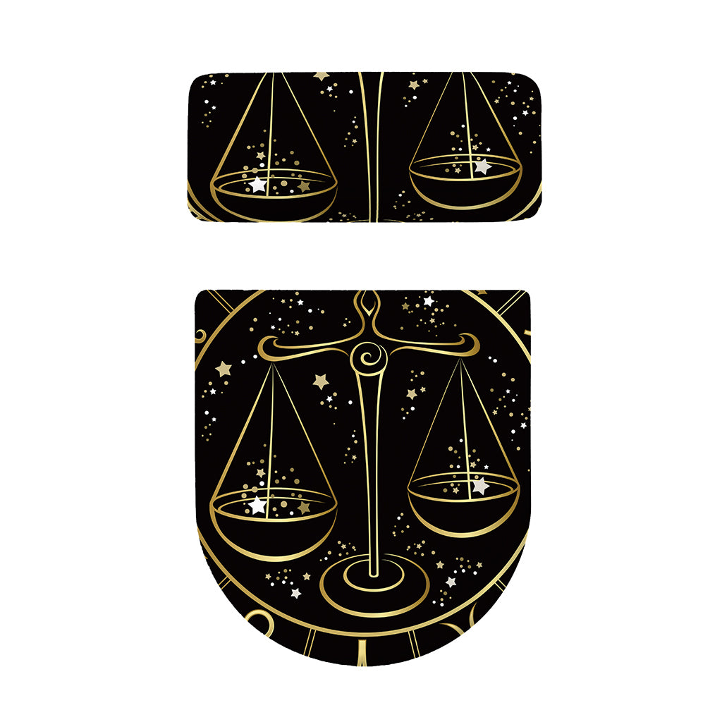 Gold And Black Libra Sign Print Toilet Lid And Tank Cover Set