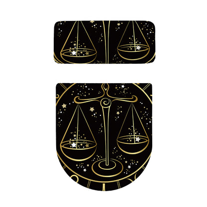 Gold And Black Libra Sign Print Toilet Lid And Tank Cover Set