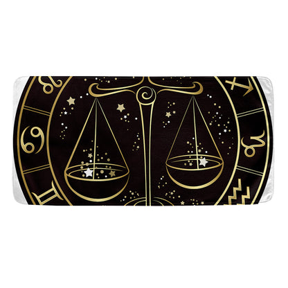 Gold And Black Libra Sign Print Towel