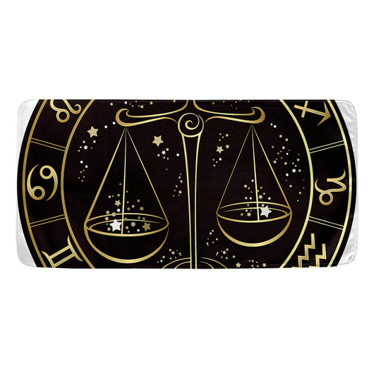 Gold And Black Libra Sign Print Towel