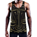Gold And Black Libra Sign Print Men's Workout Tank Top
