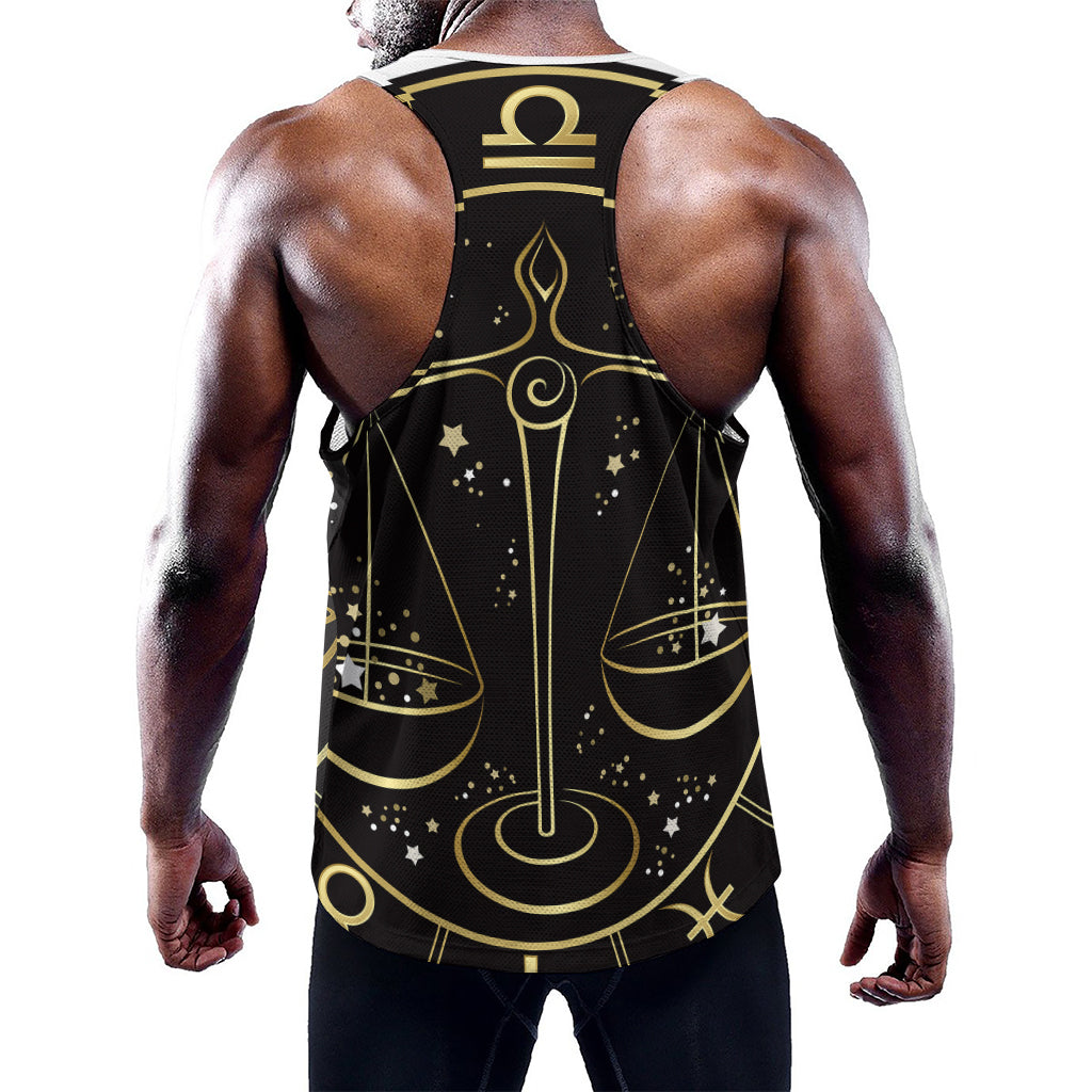 Gold And Black Libra Sign Print Training Tank Top