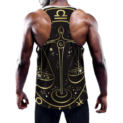 Gold And Black Libra Sign Print Training Tank Top
